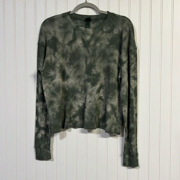 Wild Fable Green Tie Dye Long Sleeve Henley Shirt V Neck Women's S - Picture 1 of 4
